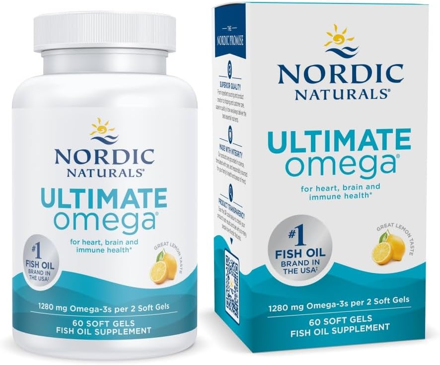 Nordic Naturals Ultimate Omega - High-Potency Omega-3 Fish Oil Supplement | 90 Soft Gels, Lemon Flavor, 1280 mg Omega-3