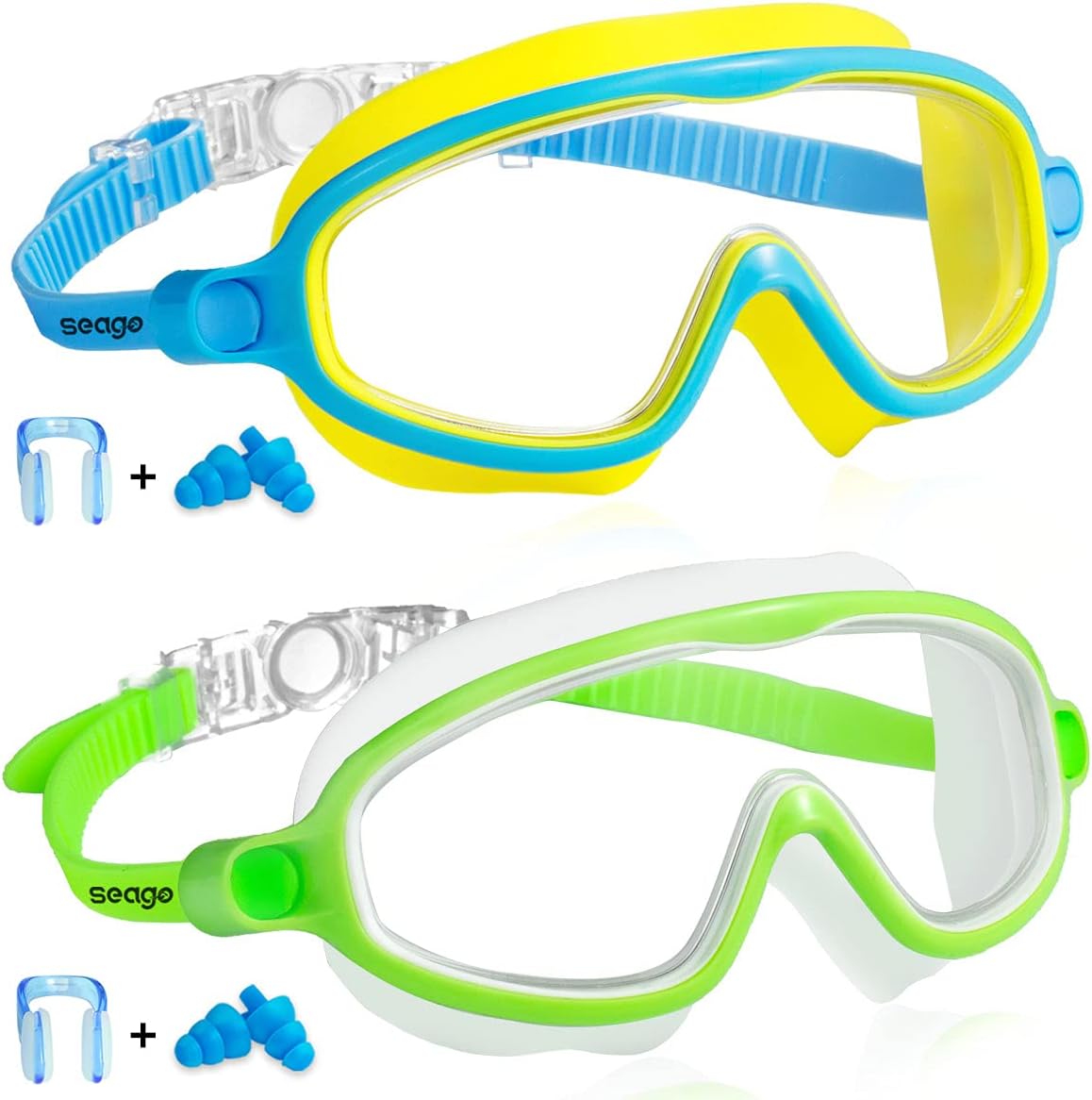 Swim Goggles for Kids 3-14 - Anti-Fog, Anti-UV, Wide View | 2 Pack