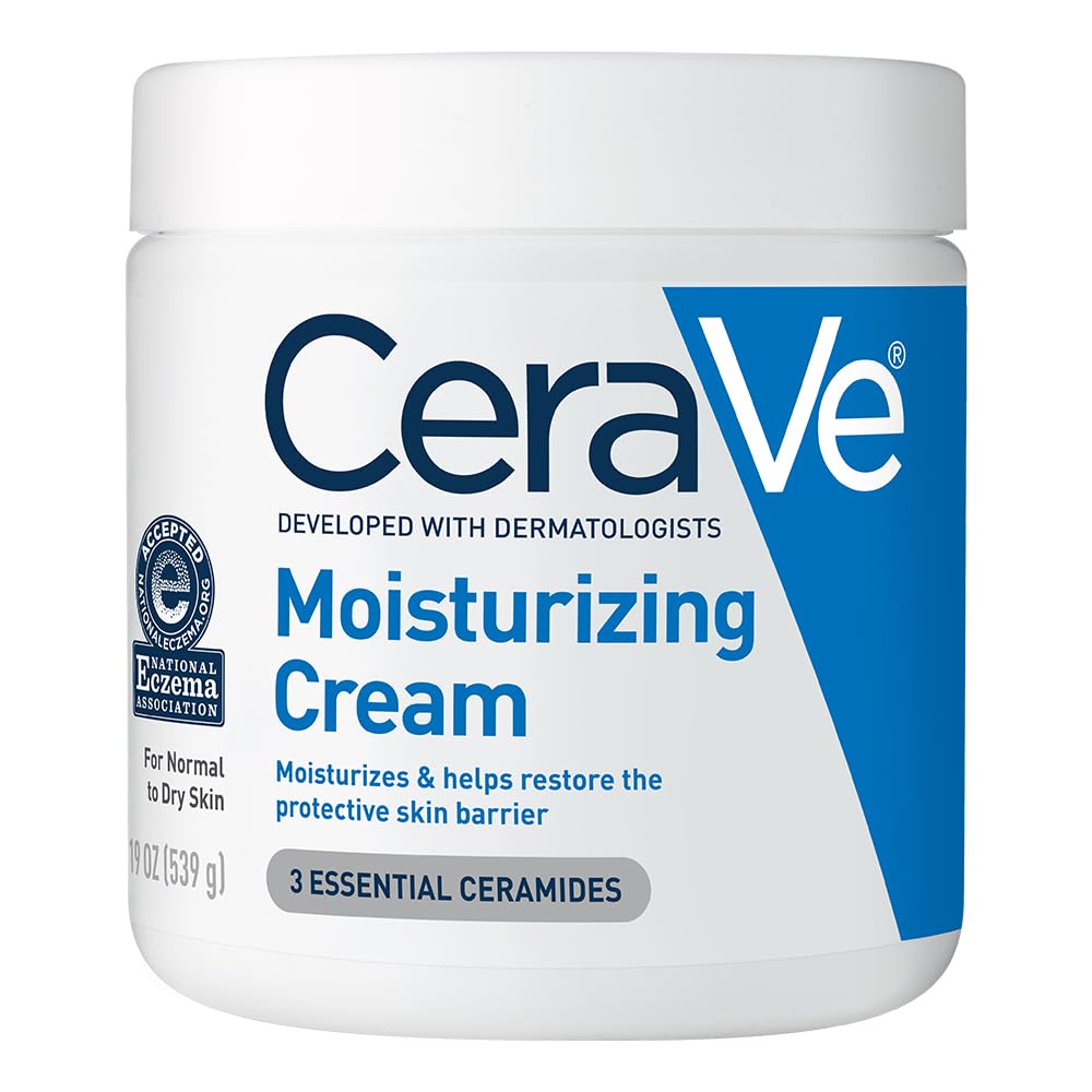 CeraVe Moisturizing Cream - Hydrating Body & Face Moisturizer with Hyaluronic Acid | 19 Ounce, Oil-Free, Fragrance-Free