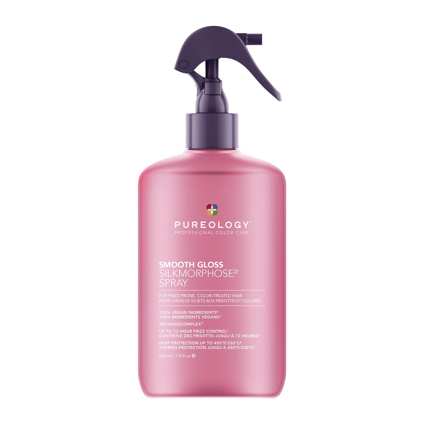 Pureology Smooth Gloss Silkmorphose Spray - Heat-Activated Leave In Treatment Spray, Frizz Control & Humidity Protection, Adds Hair Shine, For Frizz-Prone, Color-Treated Hair, Vegan, 7.8 Fl Oz