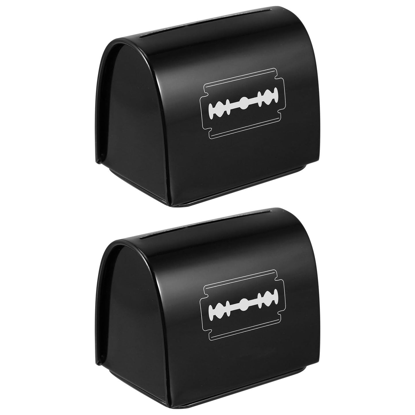 Uonlytech 2Pcs Razor Blade Disposal Container Safe Storage Box for Barber Shop Double Edge Blades Disposal Case Compact 2.55X1.77X2.04In