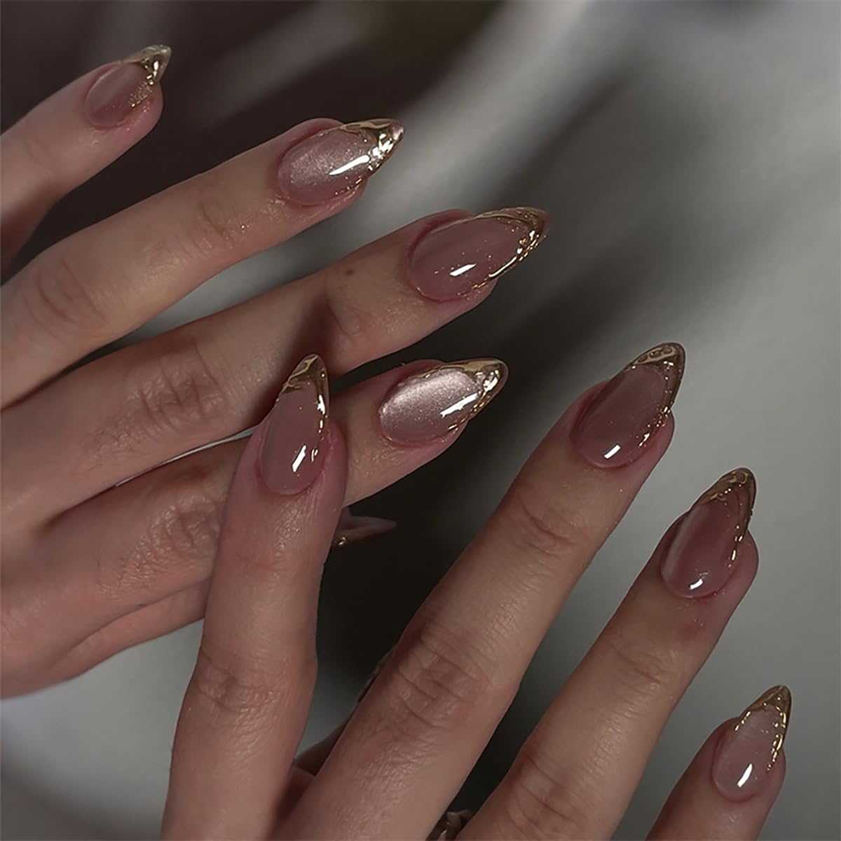 Short Square Press On Nails - Cute Glitter Gradient Full Cover Acrylic Nail Tips | 24PCS for Women