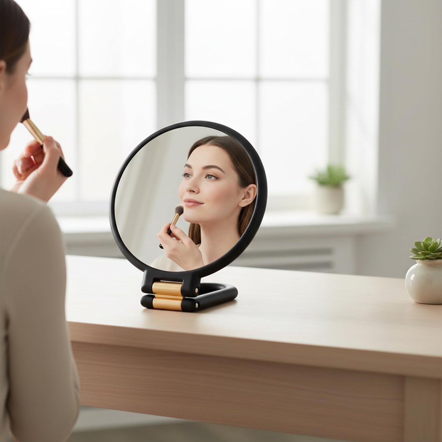 Bemonew Magnifying Makeup Mirror 50X Magnifying Mirror, Double-Sided Makeup with 360° Adjustable Handle, Handheld/Wall Mount/Tabletop Design for