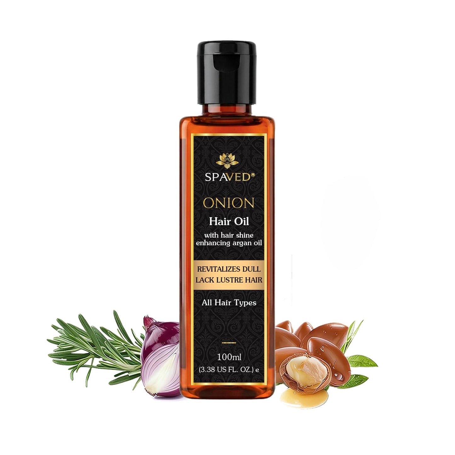 Onion Hair Oil with Rosemary & Argan - Nourishes Scalp & Hair | 6.76 oz, Vitamin E & Jojoba Oil, Sulfate-Free