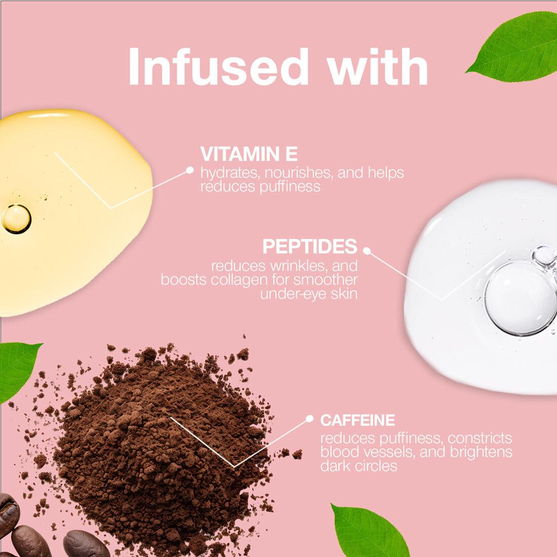 Palladio Under Eye Brightener - Concealer with Caffeine & Vitamin E | Light to Medium Soft Pink for Dark Circles