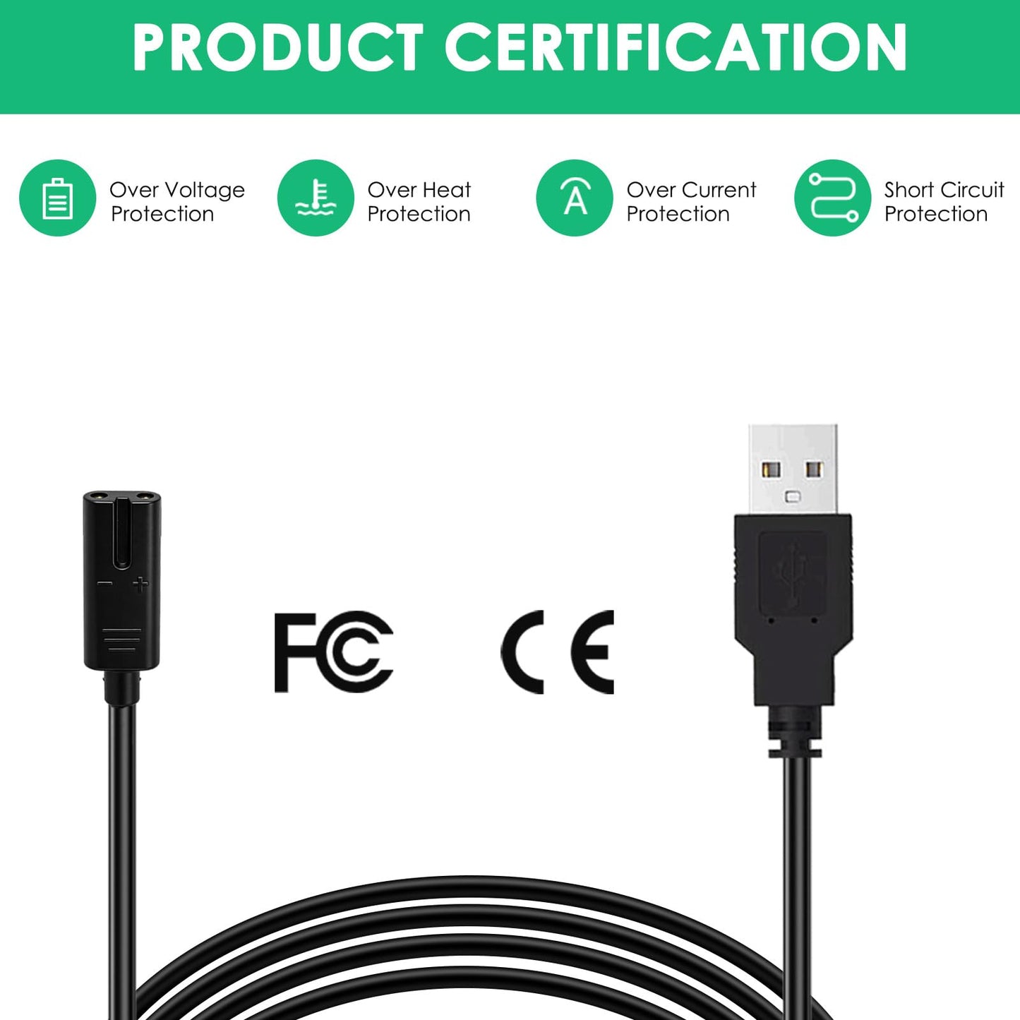 Replacement USB Cable for Freebird FlexSeries Pro Shaver kit Compatible with Freebird FlexSeries Pro Cordless Head Shaver Power Cord