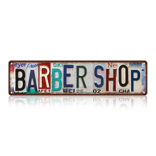 Vintage Barber Shop Metal Tin Signs Street Signs Wall Decor 16 x 4 Inches