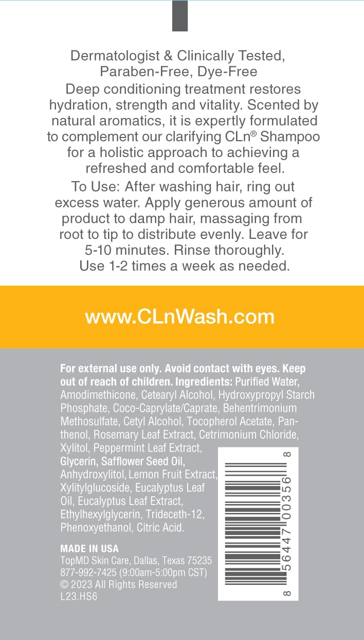 CLn® Hair & Scalp Mask Conditioner - Deep Hydrating Treatment for Dry, Damaged Hair | Eucalyptus Scent, 6 fl. oz.