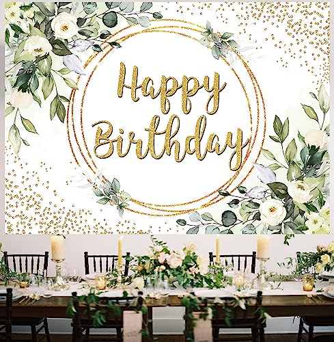 Green Eucalyptus Leaves Birthday Backdrop | 7x5ft Photo Banner