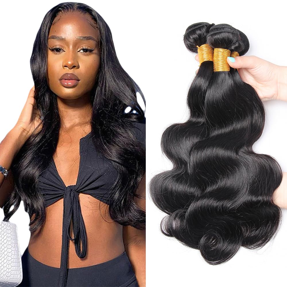 Human Hair Bundles Body Wave 3 Bundles Natural Black Body Wave Human Hair Bundles 16 18 20 inch Brazilian Bundle Human Hair Weave