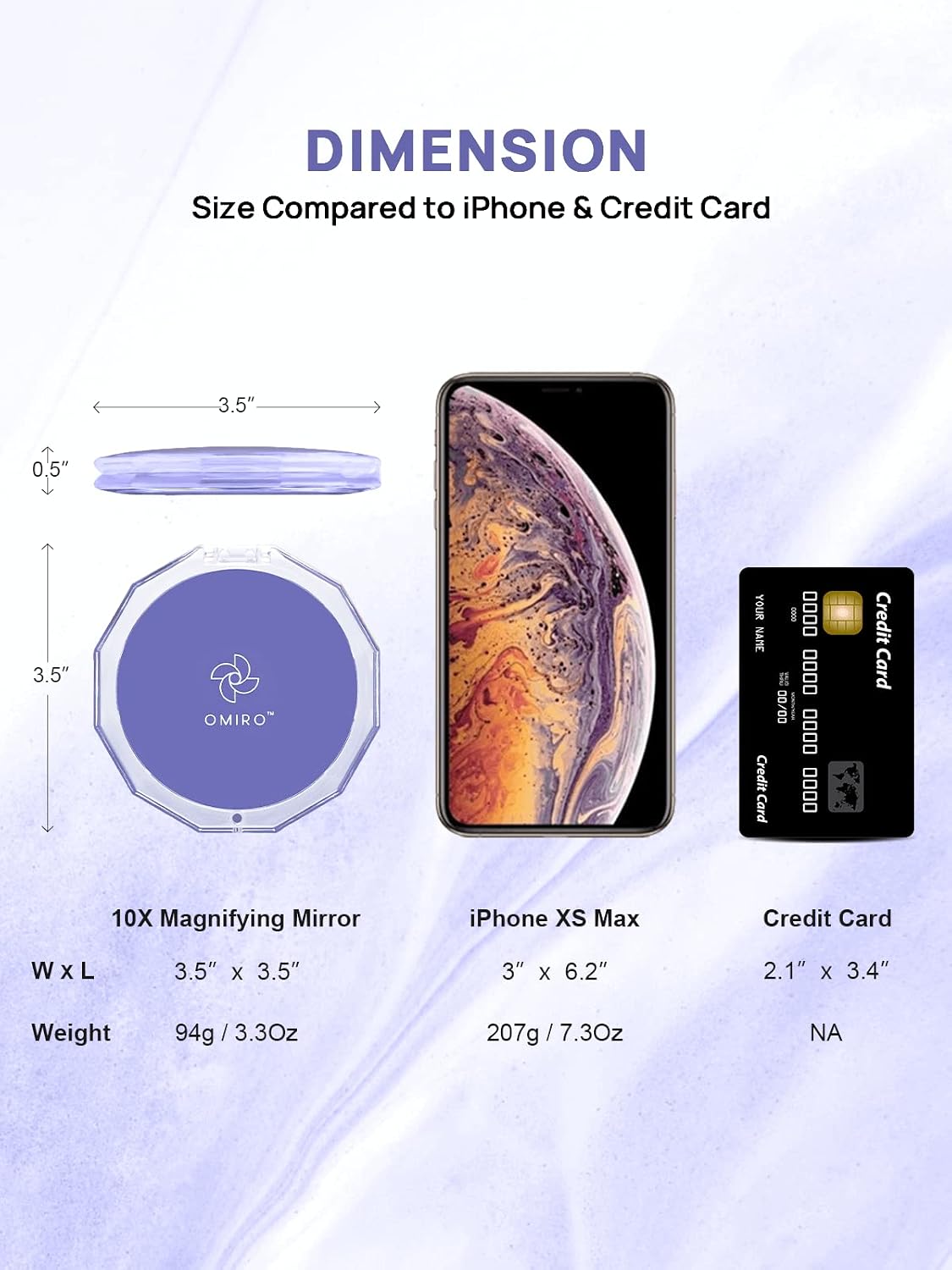 Compact Makeup Mirror with 1X/10X Magnification - Mini Folding Design for Purses | Color of the Year 2022 - Very Peri