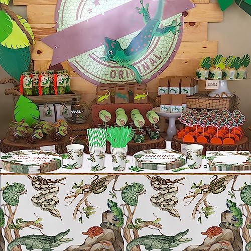 Reptile Birthday Party Supplies Tablecloth - 4 Pack, 54" x 108"
