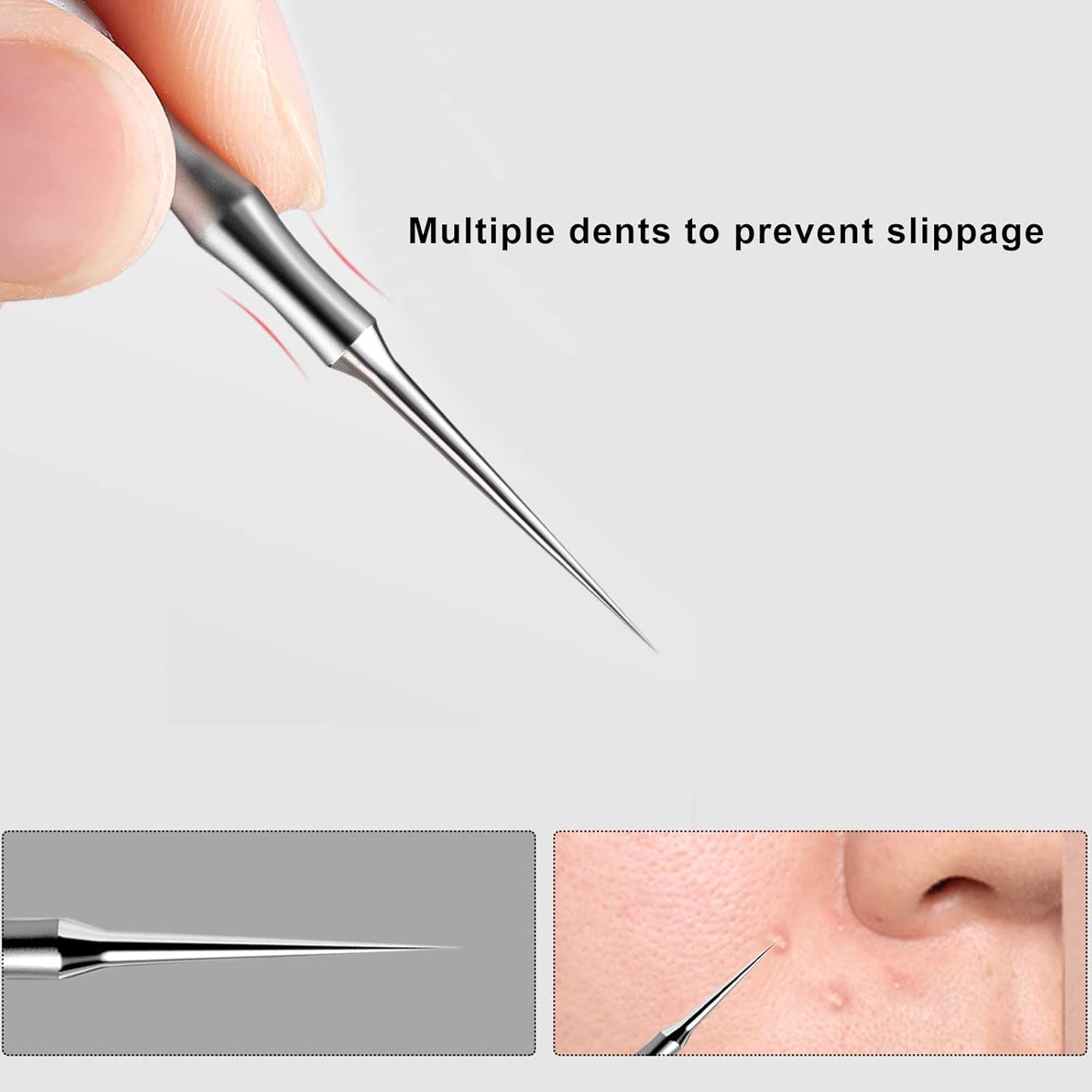 Pointed Blemish Removal Tool - 2-in-1 Stainless Steel Skin Care Remover for Face & Nose