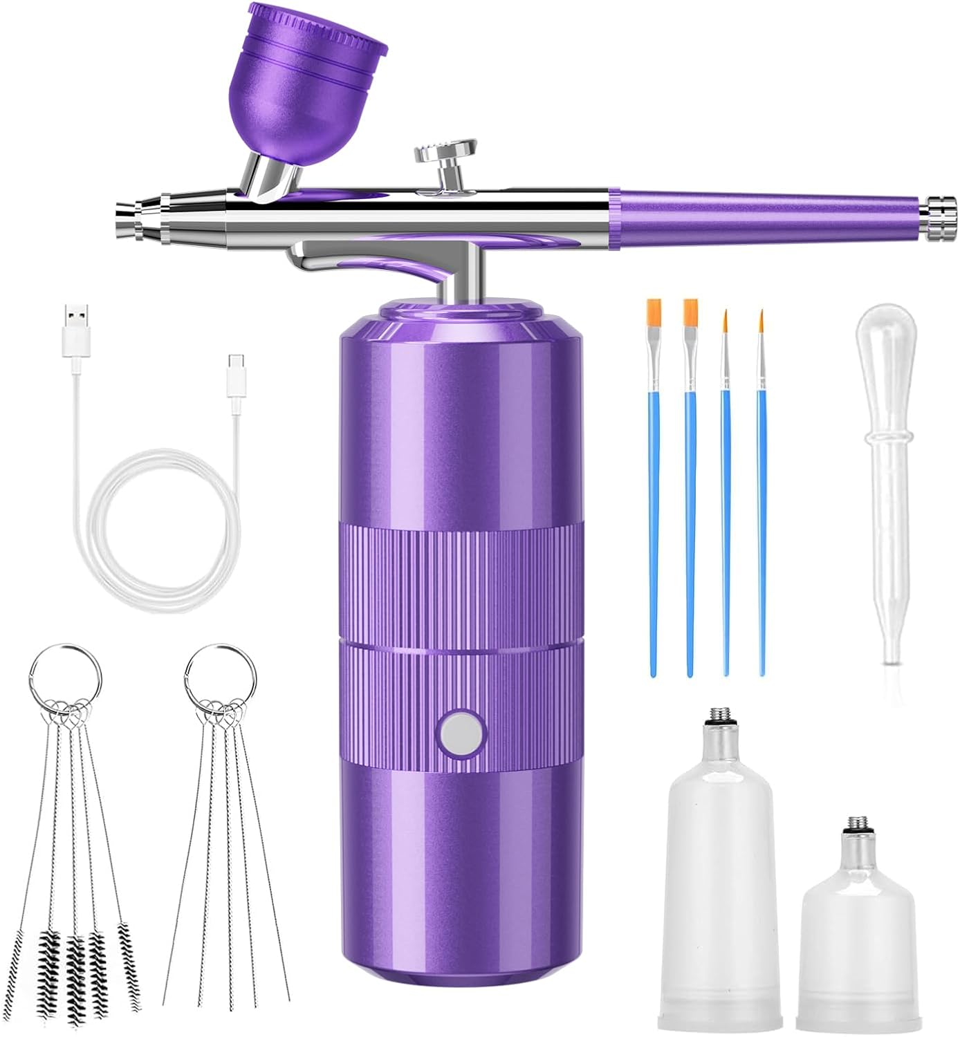 Airbrush Kit - Portable Compressor Set with 0.3mm Nozzle | Cordless Rechargeable for Makeup, Nail Art, Painting (Pink)