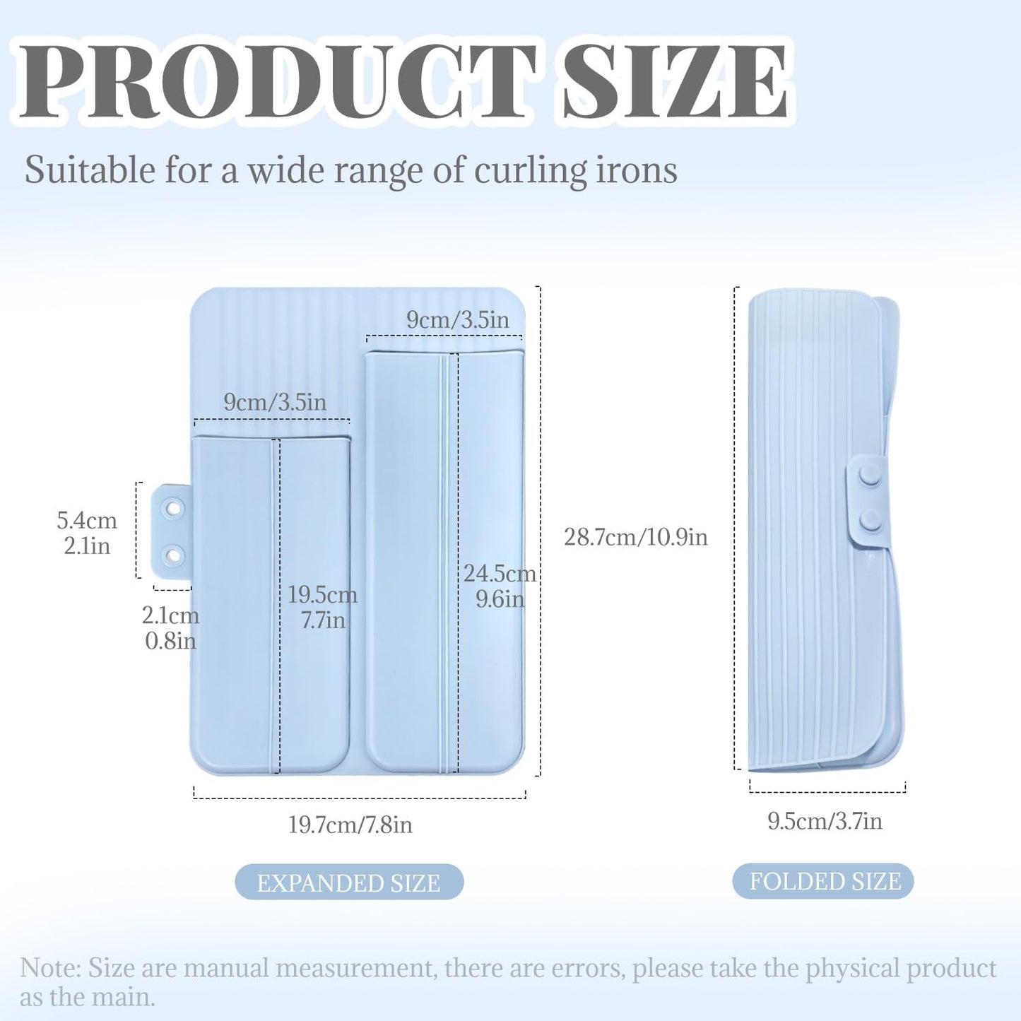 Heat Resistant Silicone Mat Travel Case - 2-in-1 Soft Folding Storage Bag for Curling Iron & Flat Iron | Non-Slip Design, Portable (Blue)