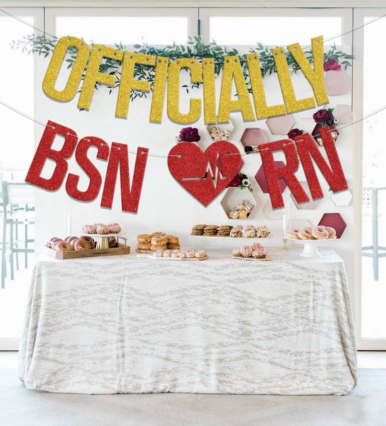 Officially BSN RN Banner for Nurse Graduation Party Decorations
