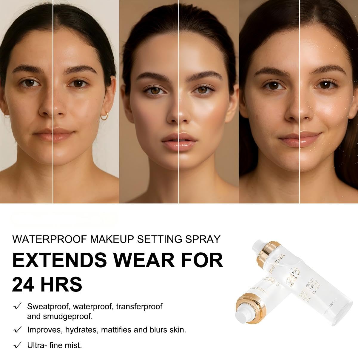 Makeup Setting Spray Long Lasting Waterproof Face Mist with Micro-Fine Pump, Oil Control & Hydrating Formula for All Day Wear, Quick-Dry Invisible Film (Flawless, 1PCS)