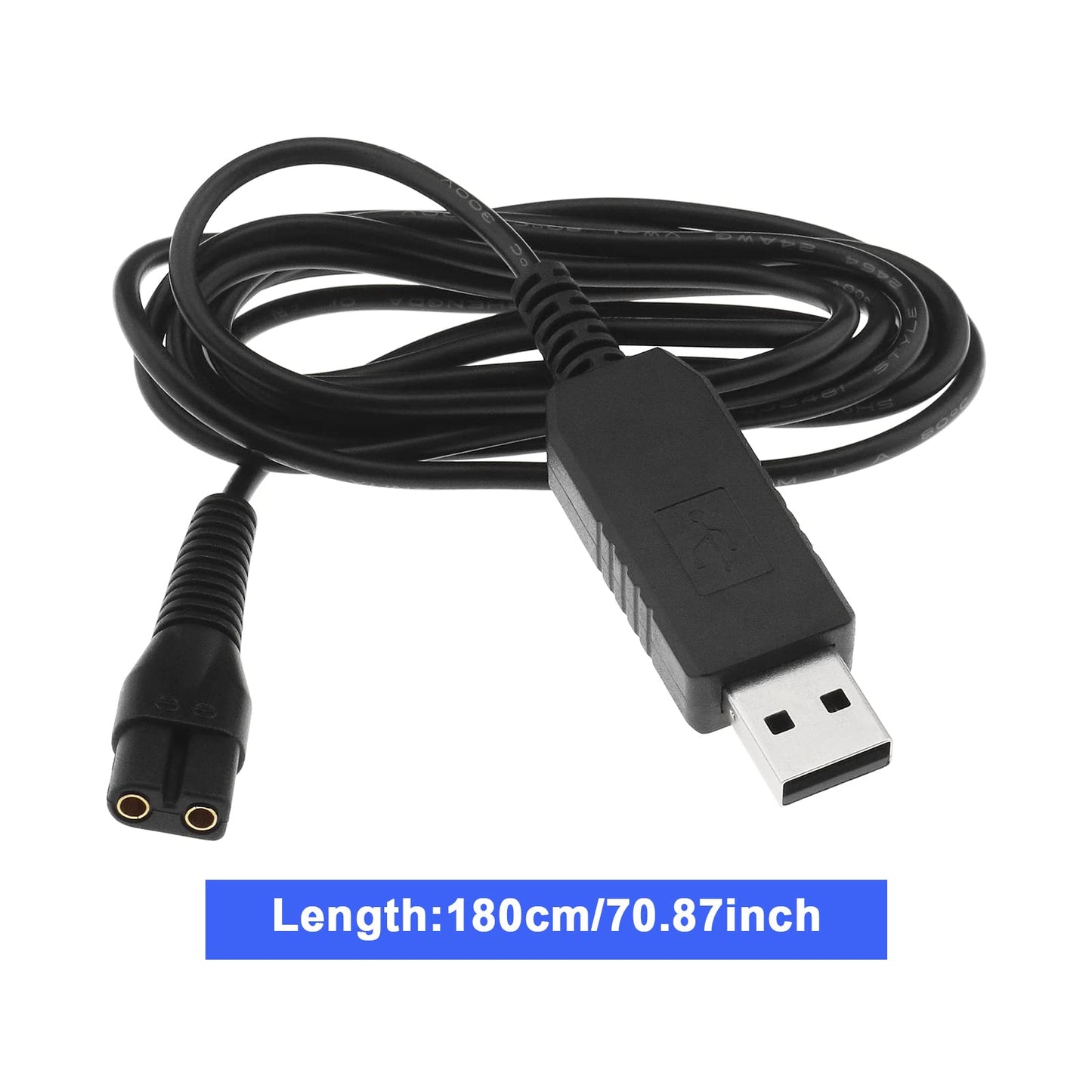 The Lord of the Tools 2PCS USB Shaver Charger Cable Compatible with Wahl Colour Pro 9649 Cordless Clippers Replacement 3.5V USB Power Cord Black 1.8m