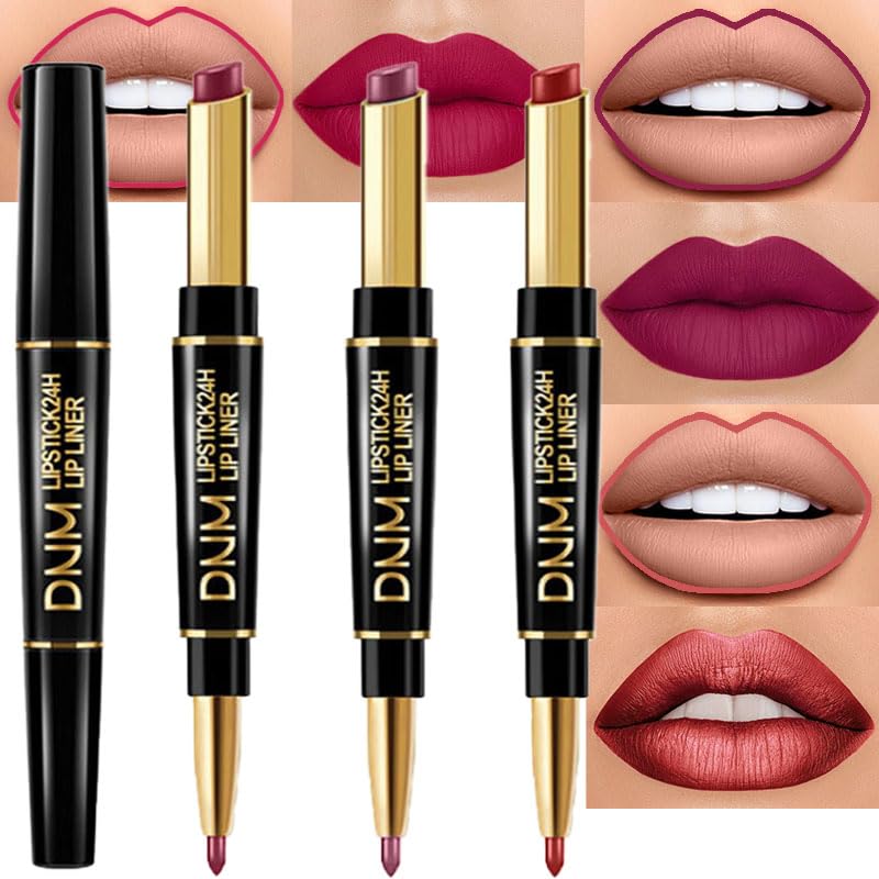 Chestnut Nude Brown Matte Lip Liner & Lipstick Set - Long Lasting, Waterproof, Smudge Proof | Antique Rose
