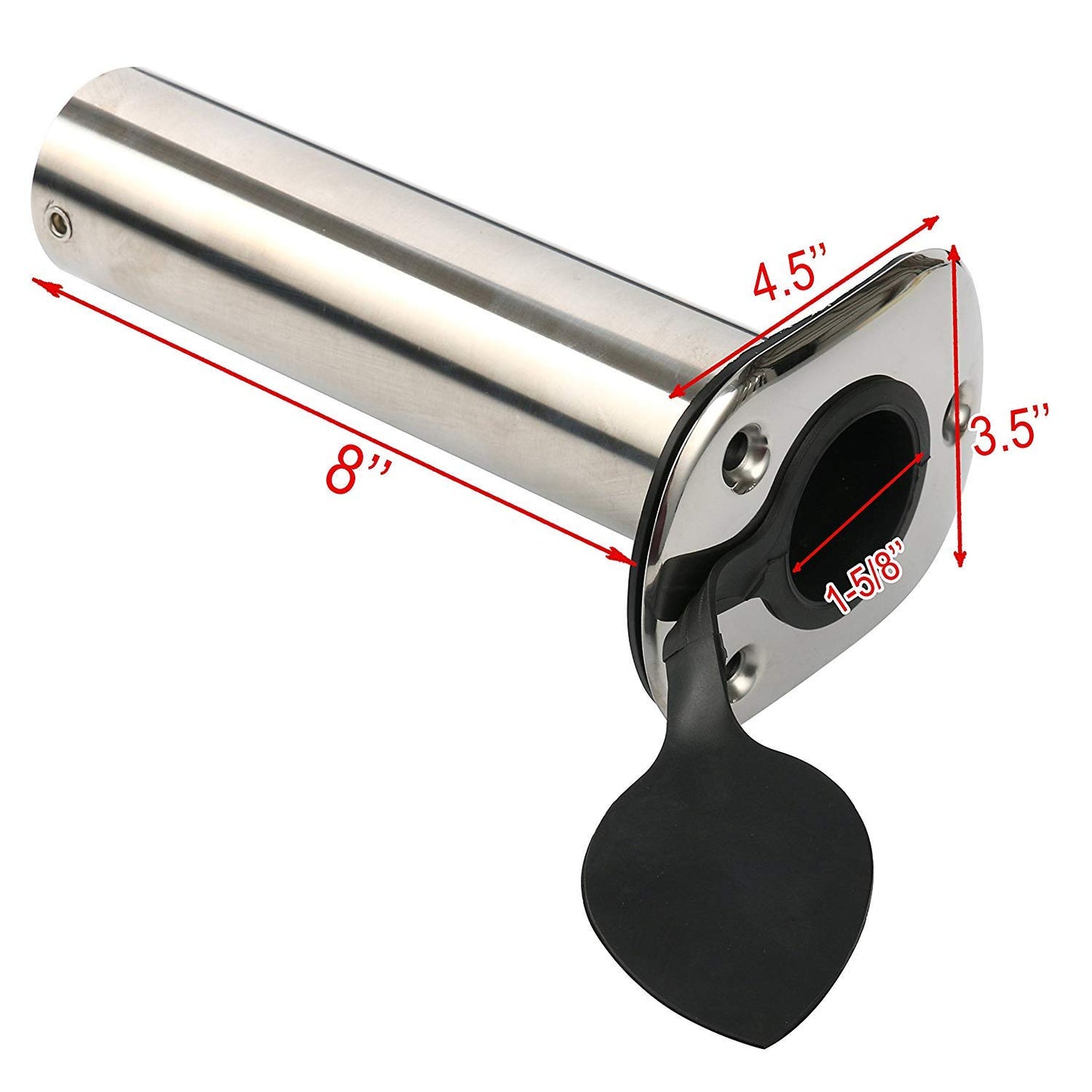 Amarine Made 4 Pack of Stainless Steel Flush Mount Rod Holders with Rubber Cap, Liner, Gasket (90 Degree Rod Holders)