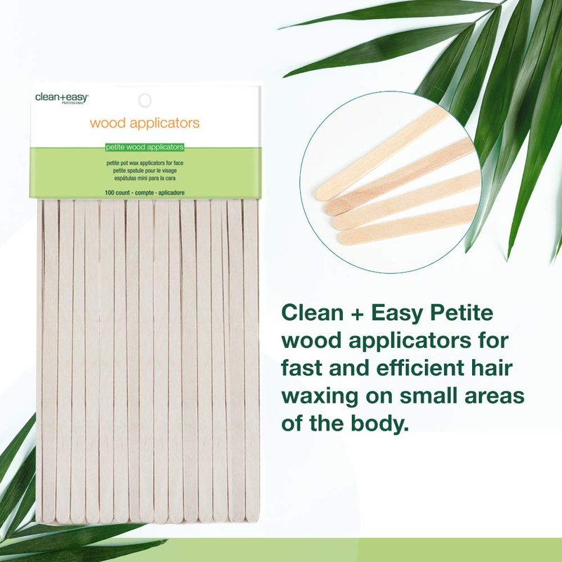 Clean + Easy Petite Wooden Applicator Waxing Sticks – Small Wax Sticks for Hair Removal Waxing, 100 Count