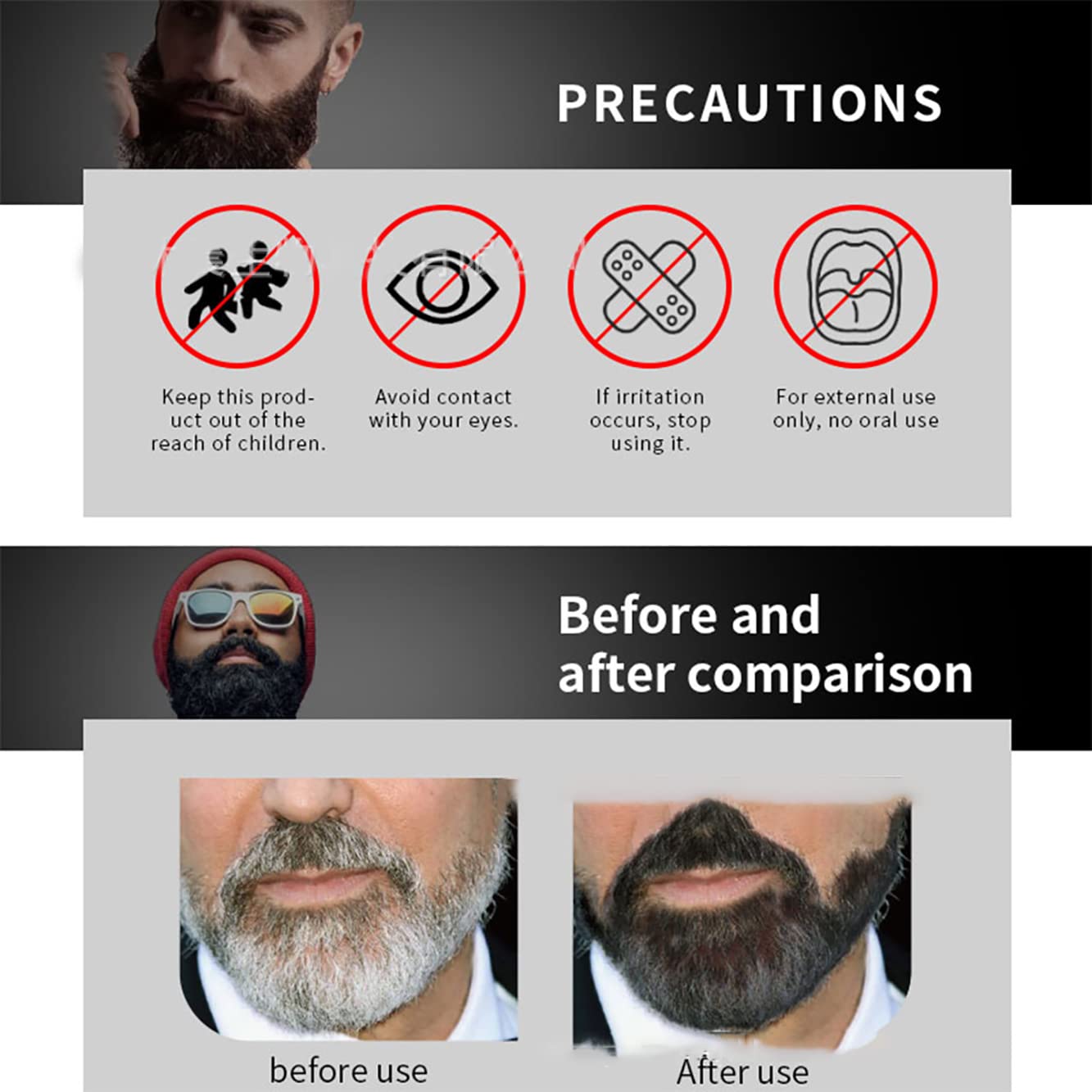 Natural Darkening Beard Blackening Color Shampoo, Beard Coloring for Men Dye Shampoo (1Box/10Pcs)