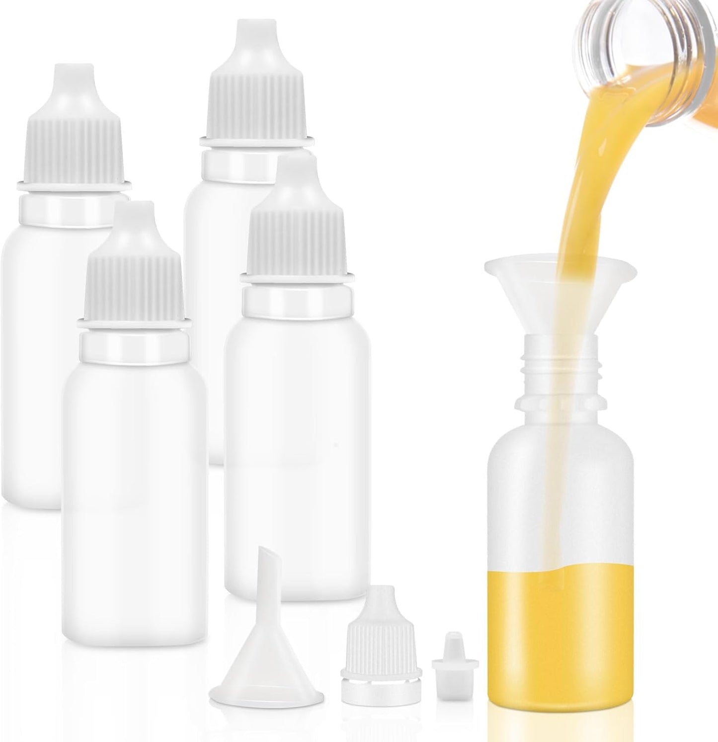 15ml Plastic Dropper Bottles - 5 Pack Small Squeeze Bottles with Funnel for Oil & Liquid Storage
