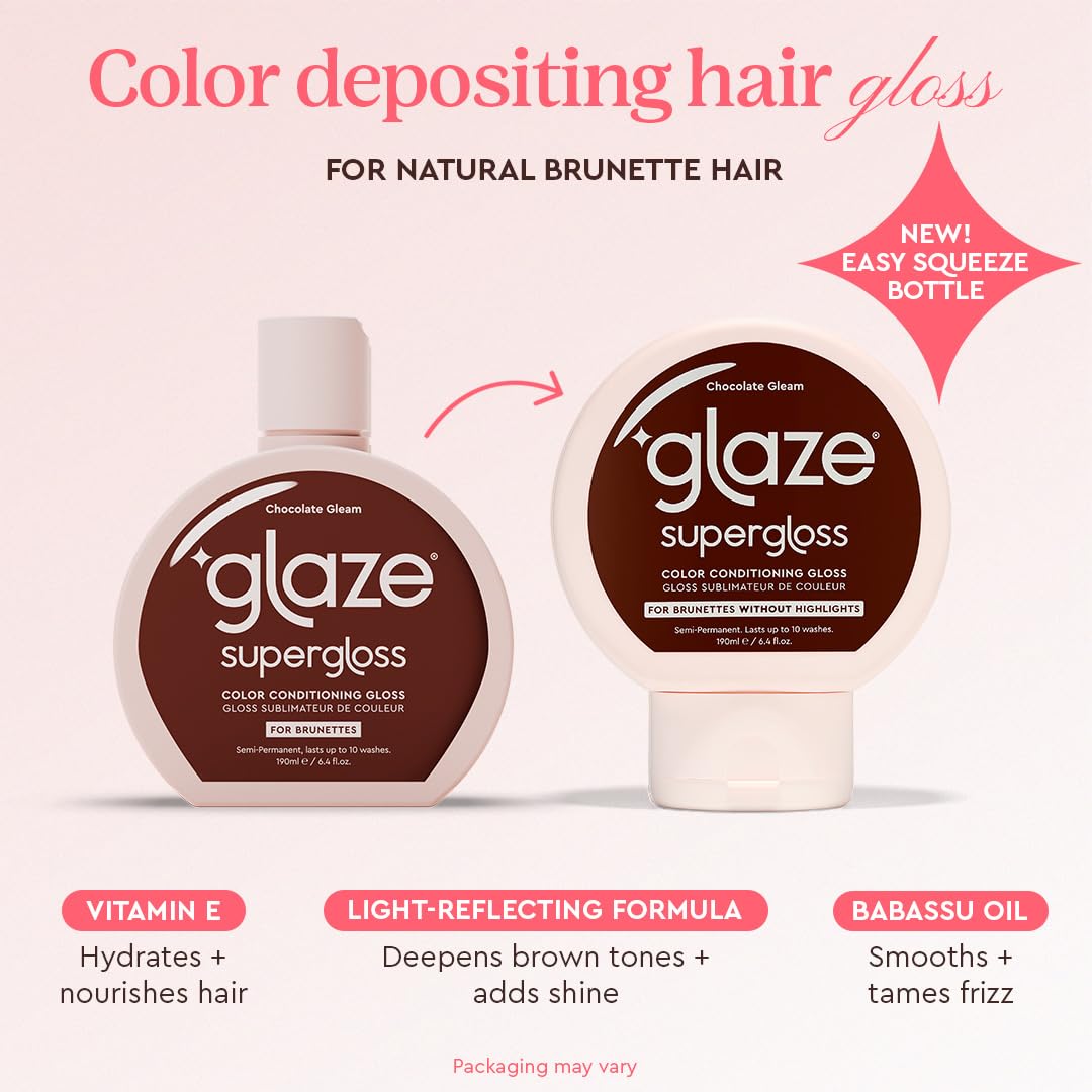 Supergloss Color Conditioning Hair Gloss - Hydrating Semi-Permanent Shine for Dark Brown Hair | 6.4 Fl Oz - Chocolate Gleam