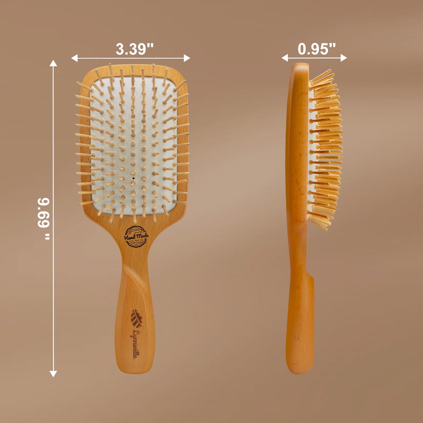 Wooden Bristle Hair Brush for Women & Men, Smoothing Hair Brush for Scalp Massage & Detangling, Wooden Brush that Reduces Static & Breakage for Thin, Thick, Fine, Curly Hair
