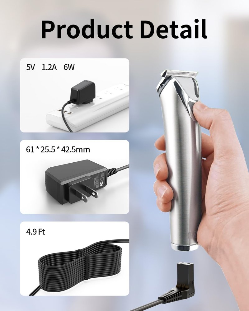 Superer Charger Replacement for Wahl Trimmer Models 3026018 SS2L WSS3L 9864SS 9818A 5616L 9898 9899-100 9899 9864 5708 9895 9886 9886-600 Lithium Ion Beard Trimmer Power Adapter Cord