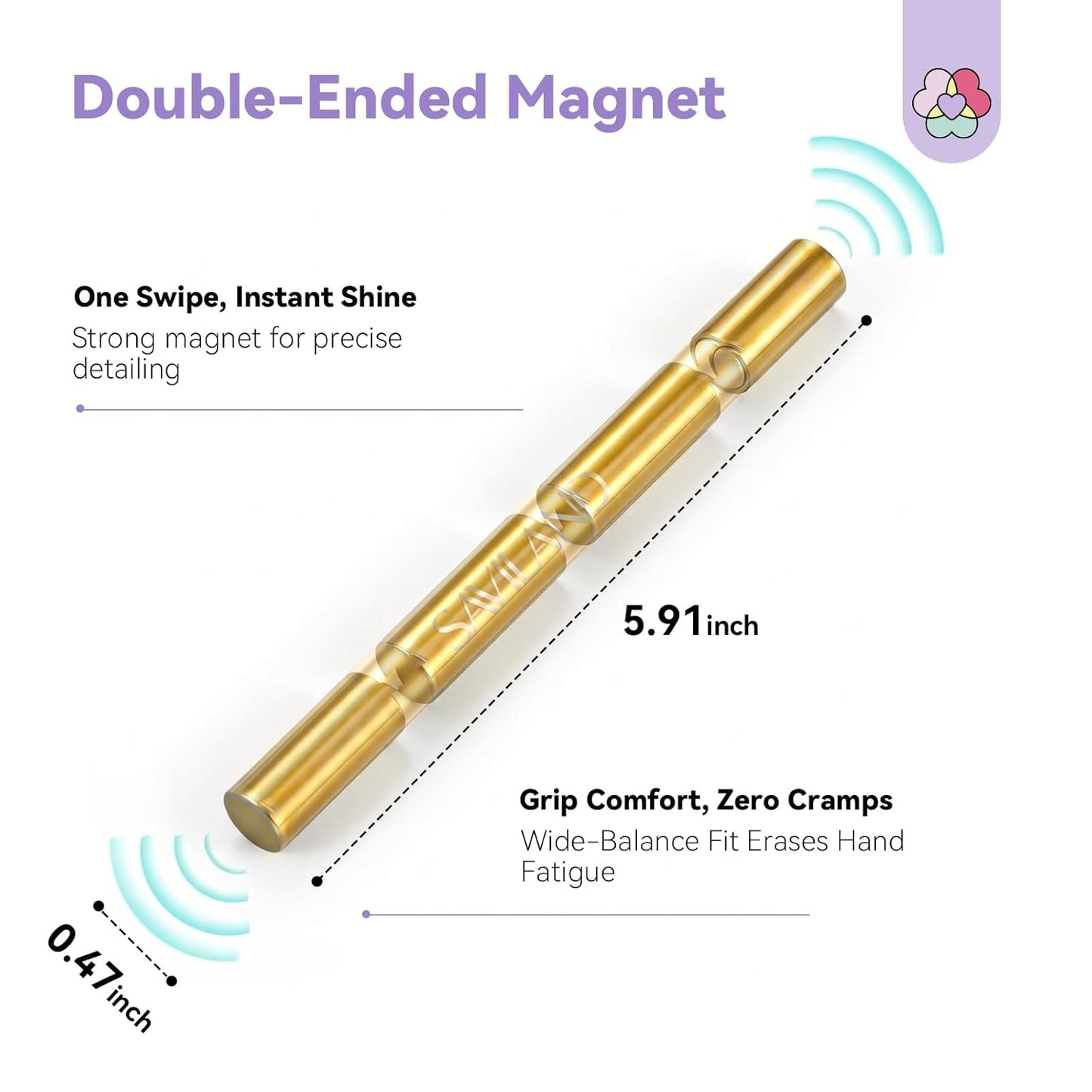 Cat Eye Nail Magnet - 5X Stronger Golden Double-Head Magnet for Gel Polish | Heart Design