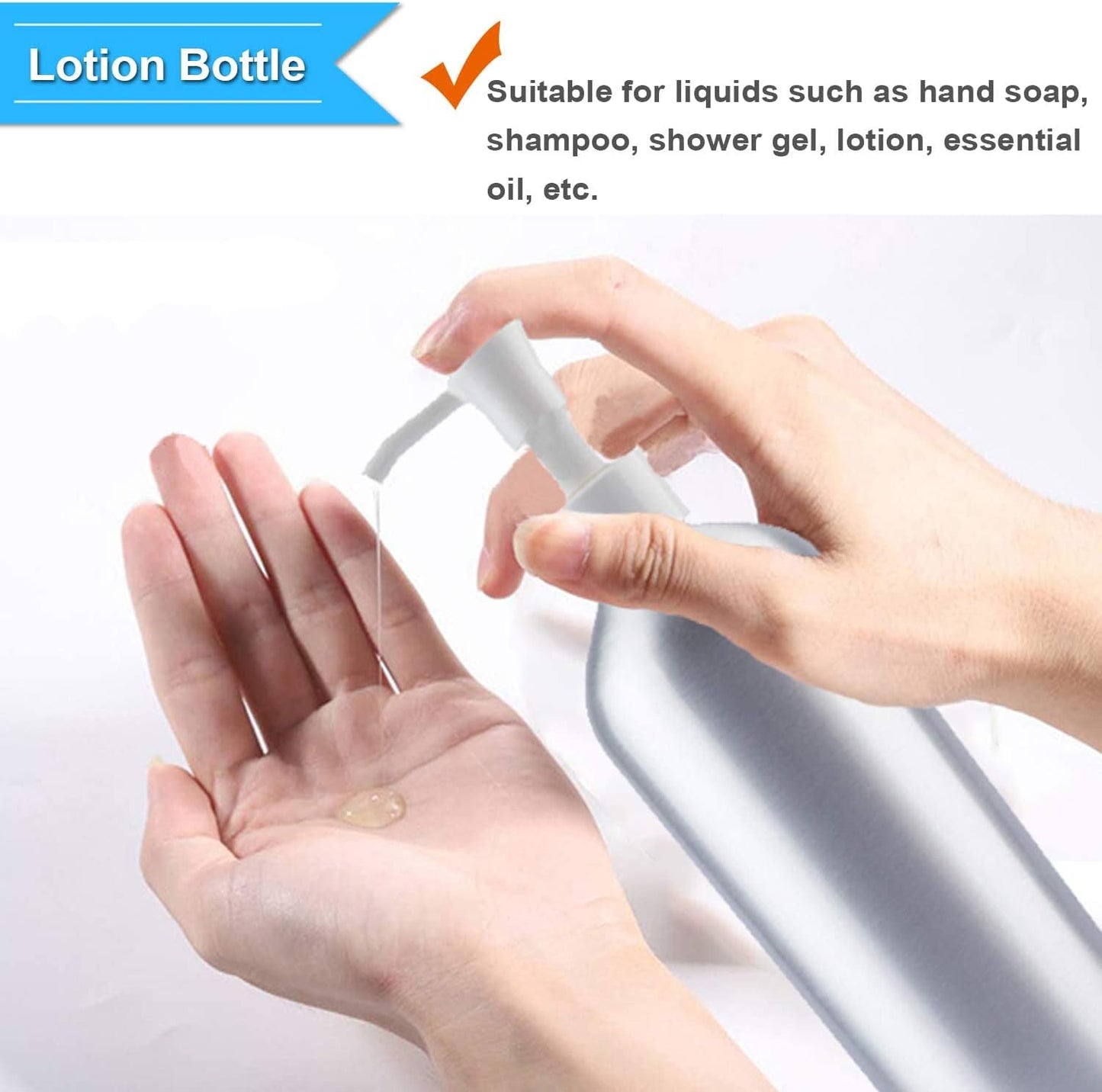 Aluminum Pump Bottles - 500ml Refillable Lotion Dispenser | Metal Soap & Shampoo Bottle Set (2 Pack)