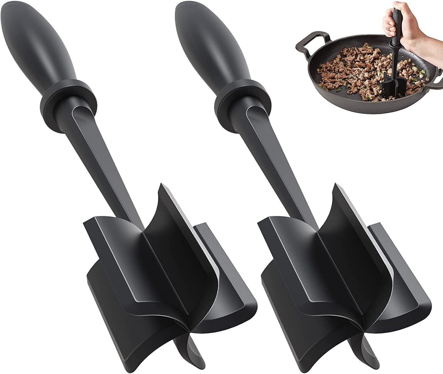 Meat Chopper - Premium Hamburger Grinder & Heat Resistant Smasher for Ground Beef | Black