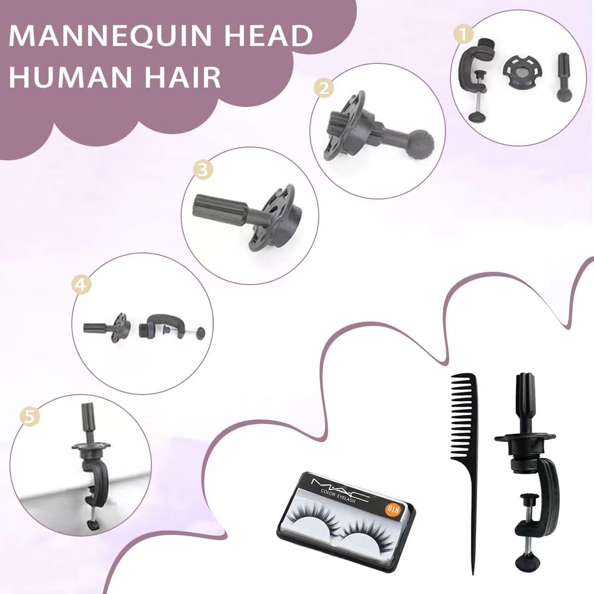 Mannequin Head with 80% Human Hair for Hair Styling Practice 26-28 Inch Straight Hair Training Head for Cosmetology Barber Hairdresser Students and Professionals (613)