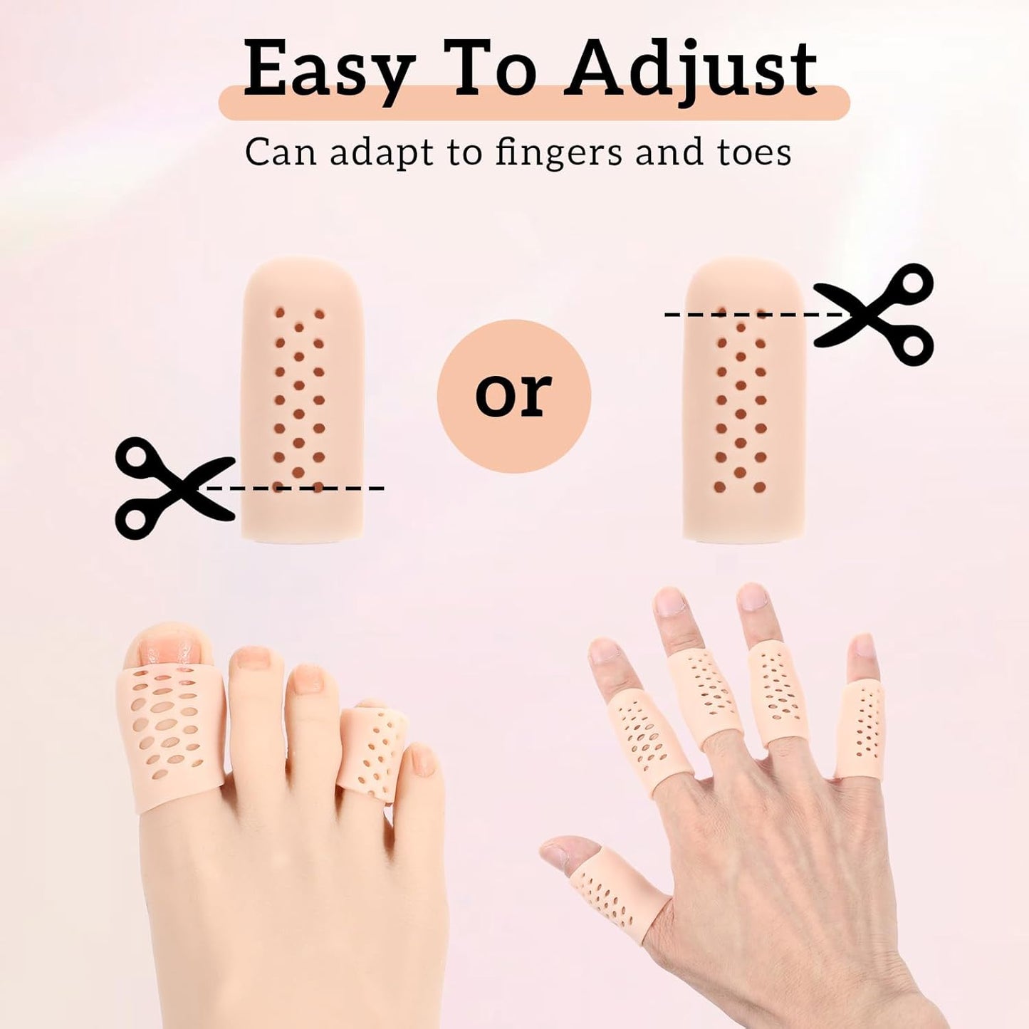 Gel Finger Cots - 16 Pcs Silicone Protectors with Air Holes | Breathable Anti Nail Biting Covers for Wound Healing (Nude)