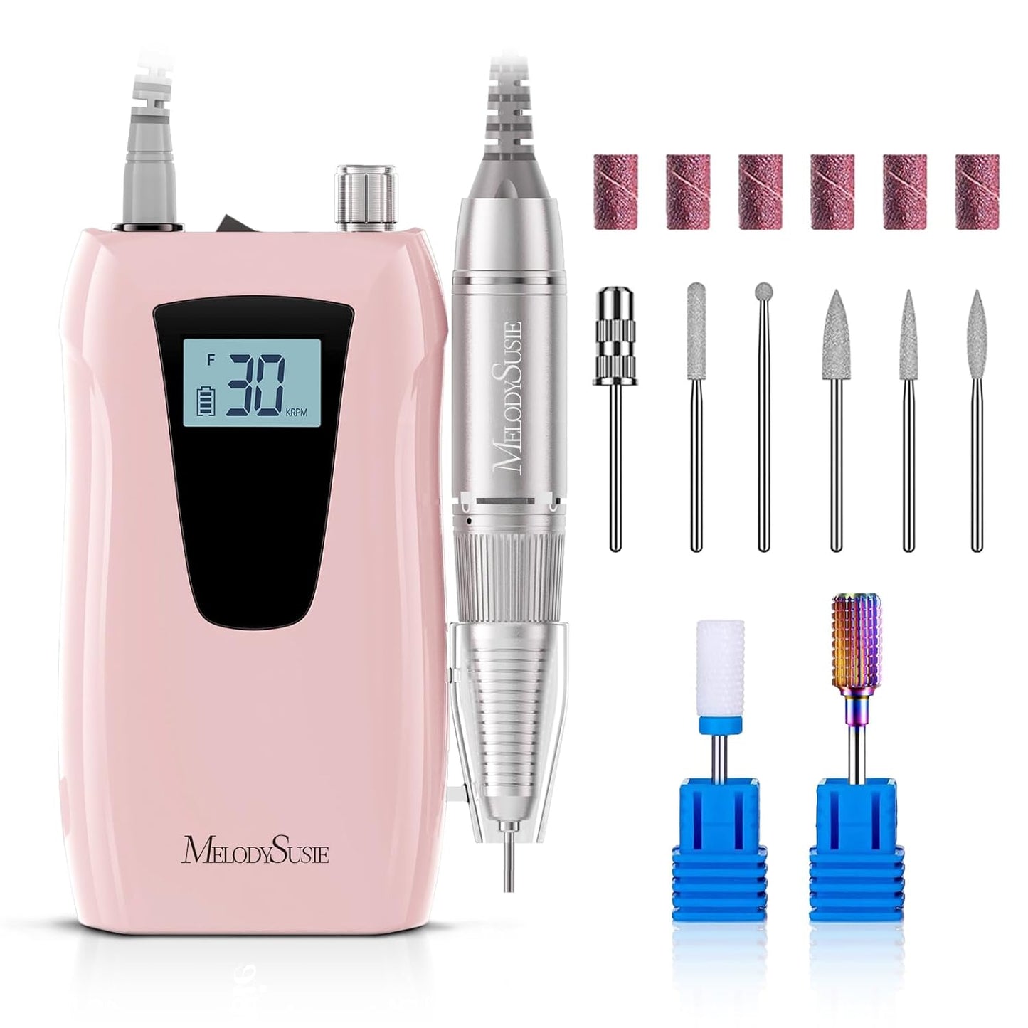 Clip-On Rechargeable Nail Drill - 30,000 RPM E-File with LCD Display for Manicure & Gel Removal | Ideal for Nail Art Training & Home Use