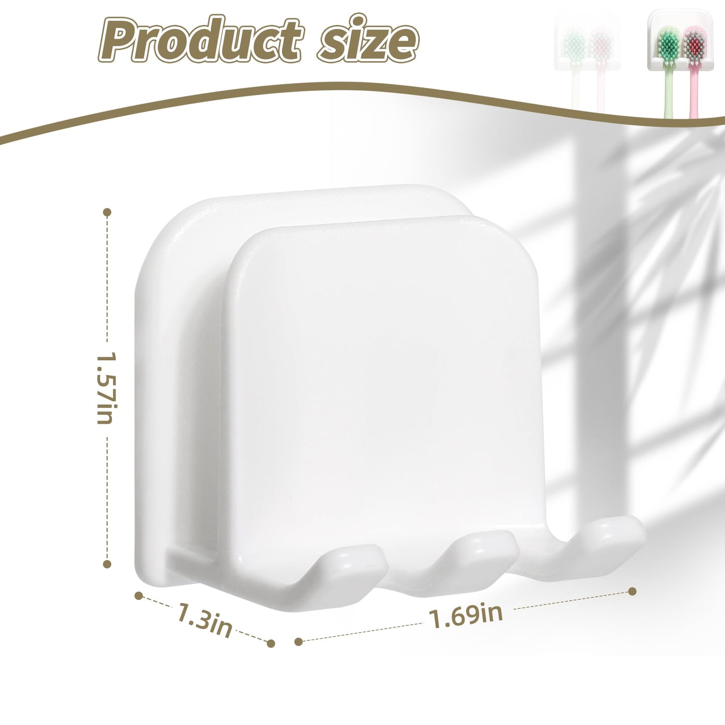 2-Piece Set of White self-Adhesive Wall-Mounted Waterproof Toothbrush Holders, Electric Toothbrush Holder for Bathrooms，Suitable for Bathroom Showers.