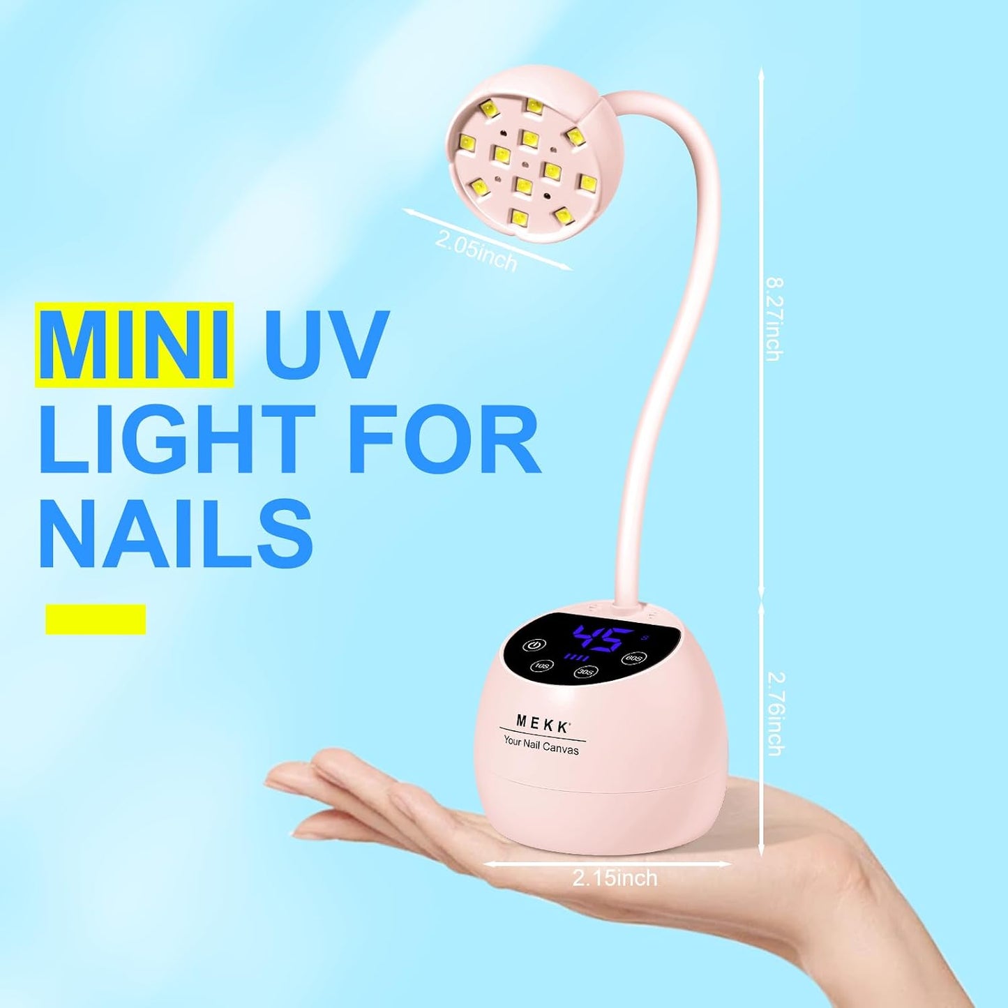 Gooseneck UV LED Nail Lamp - 36W Cordless Mini Light for Gel Nails | Auto Sensor, 4 Timers, Pink Flower Design