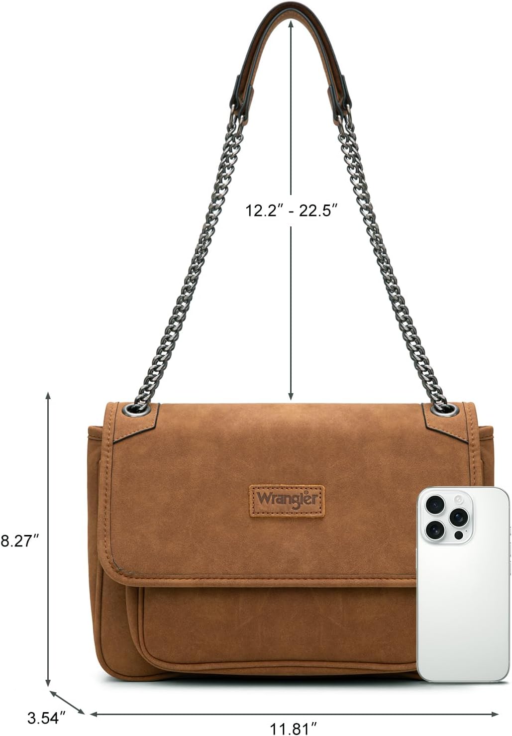 Wrangler Women's Retro Shoulder Bag - Stylish Crossbody Purse with Chain Strap