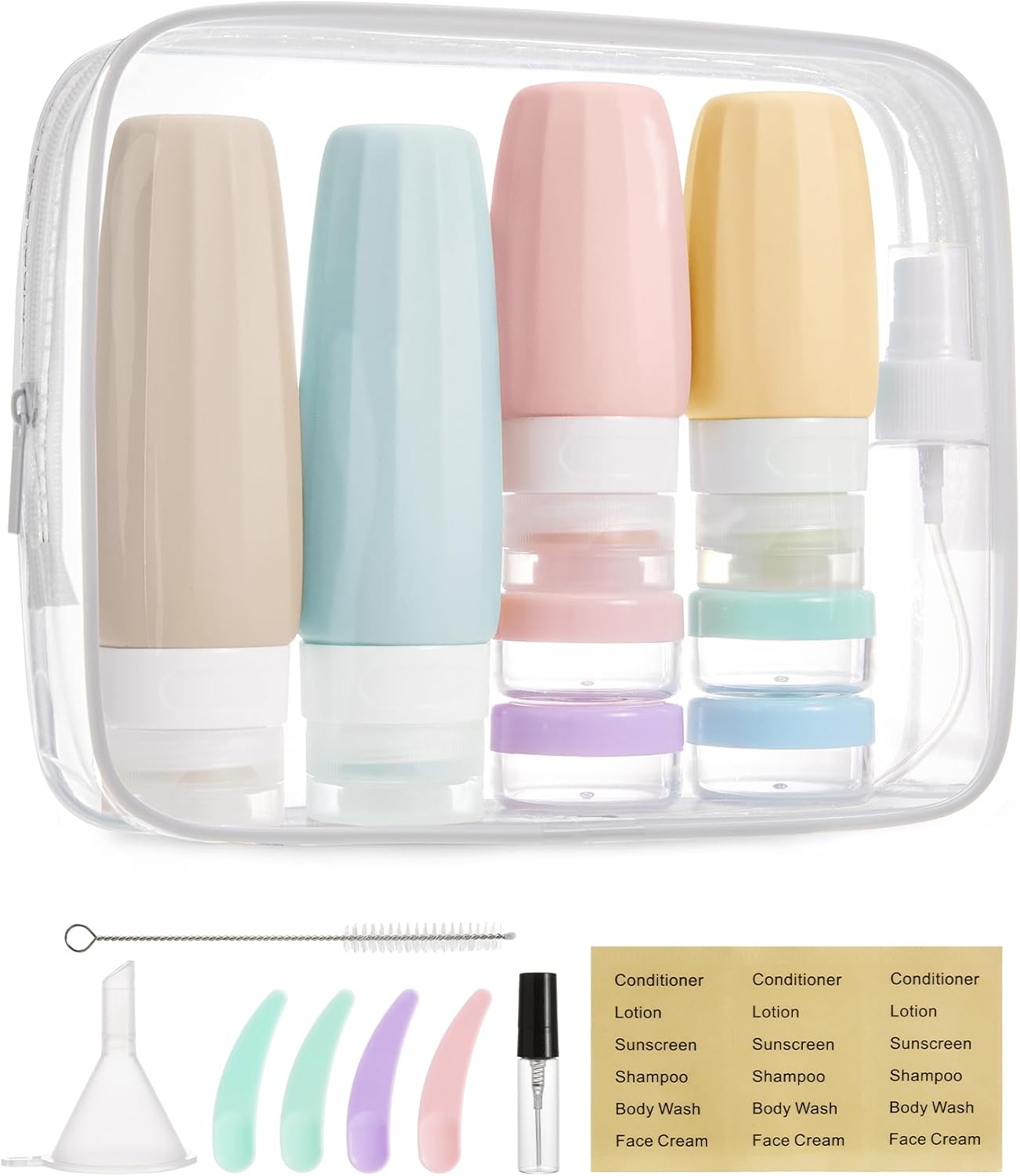 BAGSMART TSA Approved Toiletry Bag - 2 Pack Clear Makeup Organizer | Quart Size Travel Essentials, Black