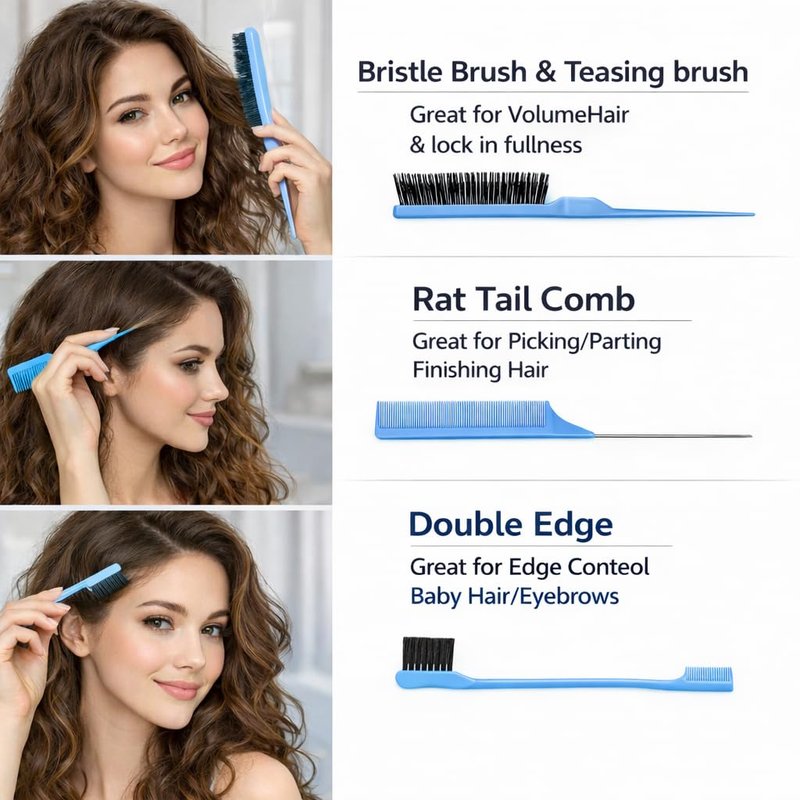 Curly Hair Detangler Brush - Lightweight Vented Design for Easy Glide | Effortlessly Detangles All Hair Types (Blue)