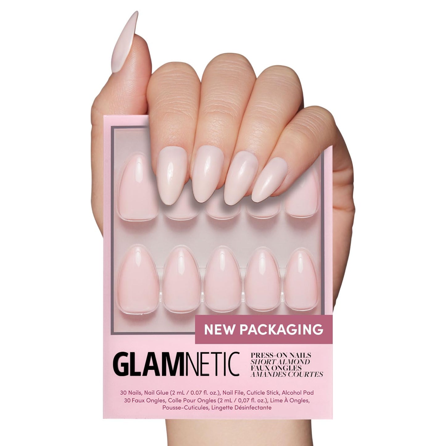 Glamnetic Press On Nails - Honey Bun | Trendy Velvet Sparkly Short Almond Nails | 30 Nail Kit with Glue, 15 Sizes