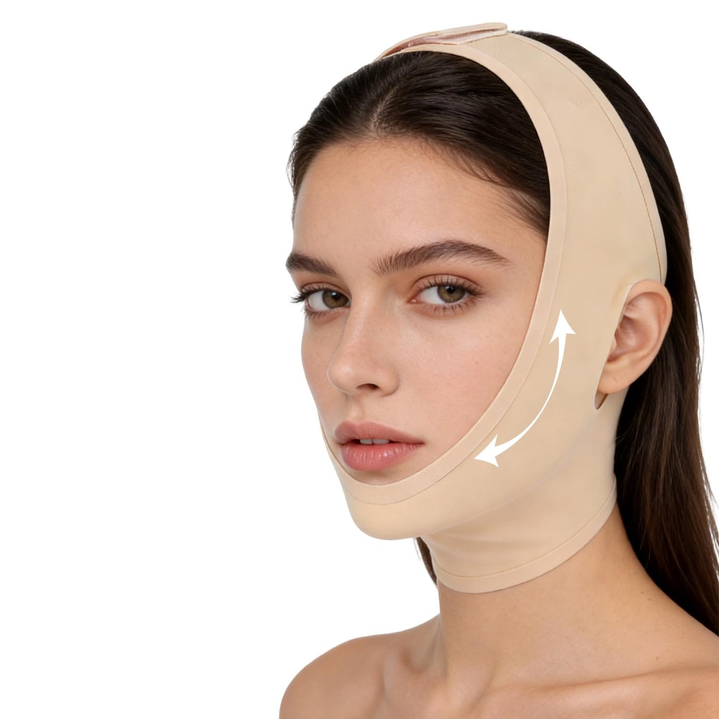 Collagen Face Sculpt Wrap - Jawline Firming & Sculpting Mask | Reusable, Skin-Friendly, Beige