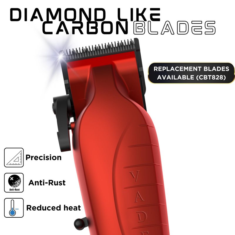 Supreme Trimmer Vader Clipper with DLC Taper Blade STC5098 | 210 Min Run Time 7500 RPM Hair Trimmer | Professional Brushless Motor Barber Clipper | Red