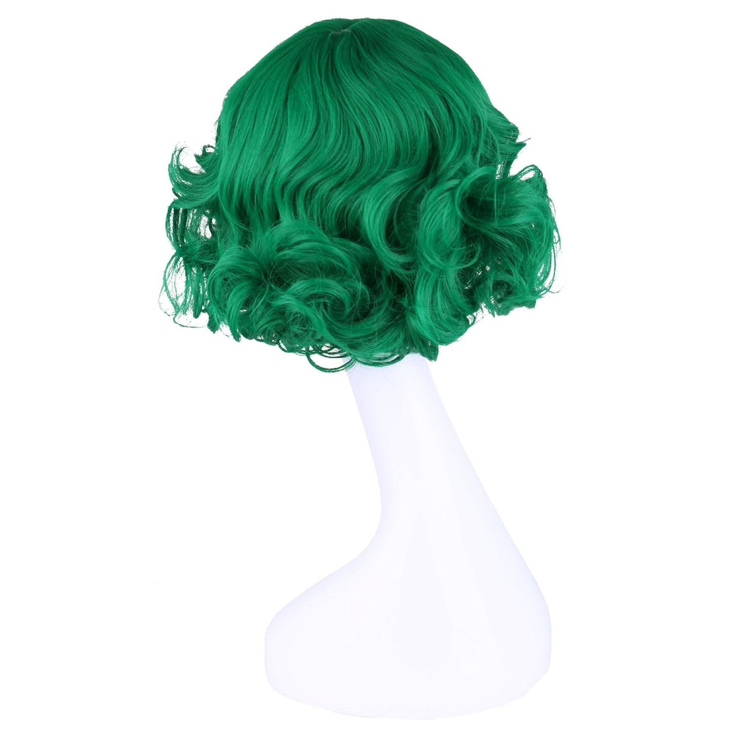 MAGQOO Green Wigs for Women Girls Short Curly Wavy Fluffy Dark Green Wig with Bangs Halloween St Patricks Cosplay Costume Party Wig