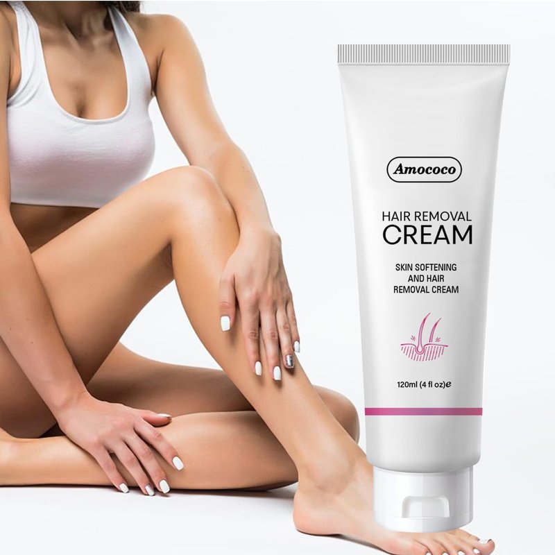 Amococo Painless Hair Removal Cream Kit, Effective Depilatory Cream for Women & Men, Formulated with Cucumber for Smooth Skin, Hair Remover with Spatula for Legs & Underarms, 4 oz