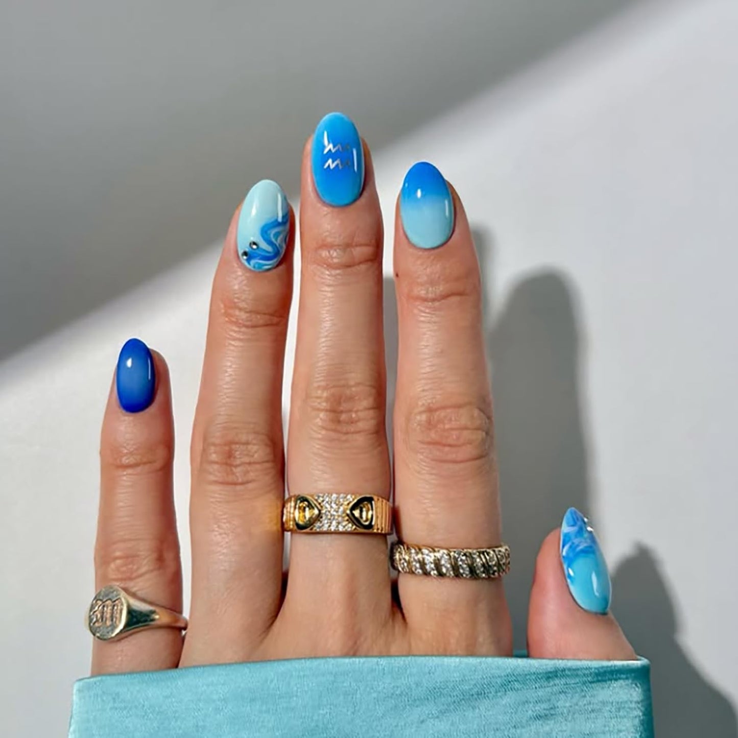 Short Press-On Almond Fake Nails - Rose Pink Acrylic with Glossy Stripe Designs | Reusable Full Cover Nails for Women