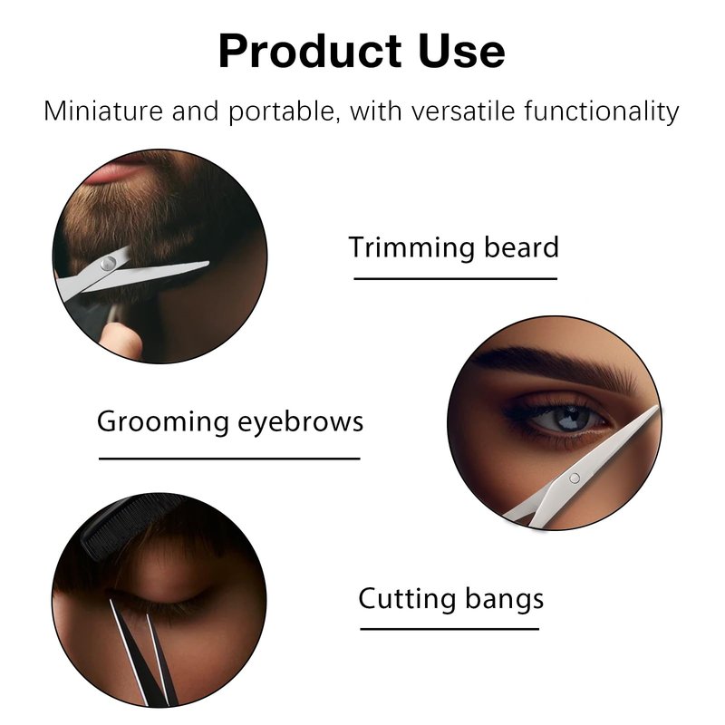 2 Pack Men's Beard & Mustache Scissors & Mini Comb Trimming Kit Black 4 inch