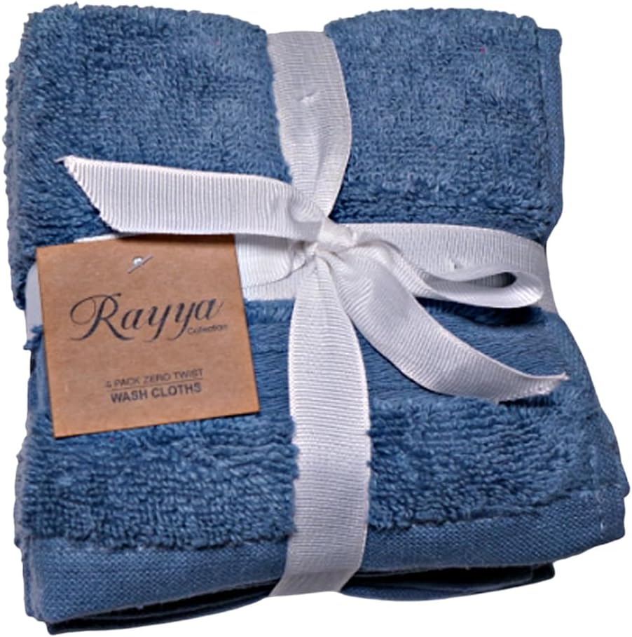 Luxury Cotton Washcloths - Ultra Soft & Super Absorbent Terry Towels | 12x12 MultiPack in China Blue