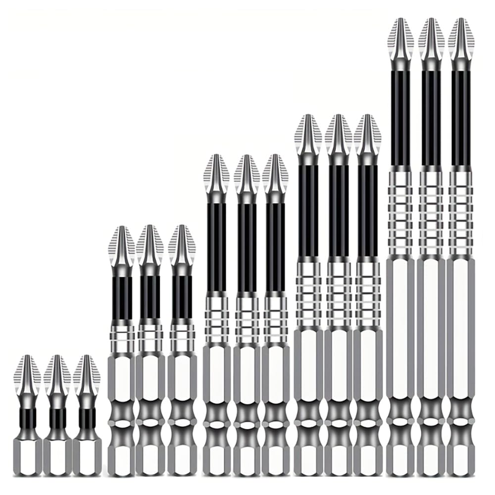 15pcs Non-Slip Anti-Impact Threaded Drill Bit Set, High Magnetic Electric Screwdriver Drill Kit - High Hardness, Durable, Non-Slip, Shockproof Magnetic Drill Bit